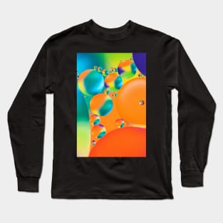 Colorful close up of oil drops in water Long Sleeve T-Shirt